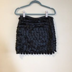 Max Studio Black Faux Leather Petaled Mini Skirt